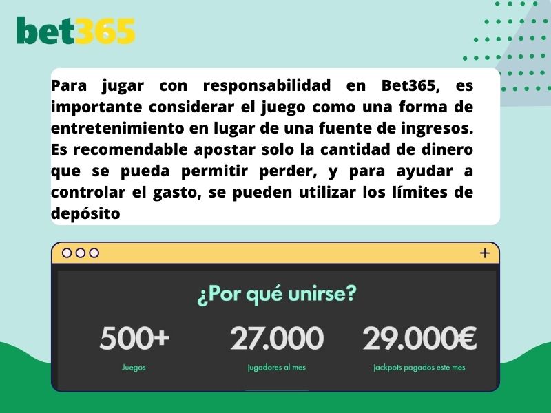 Bet365 te invita a jugar responsablemente