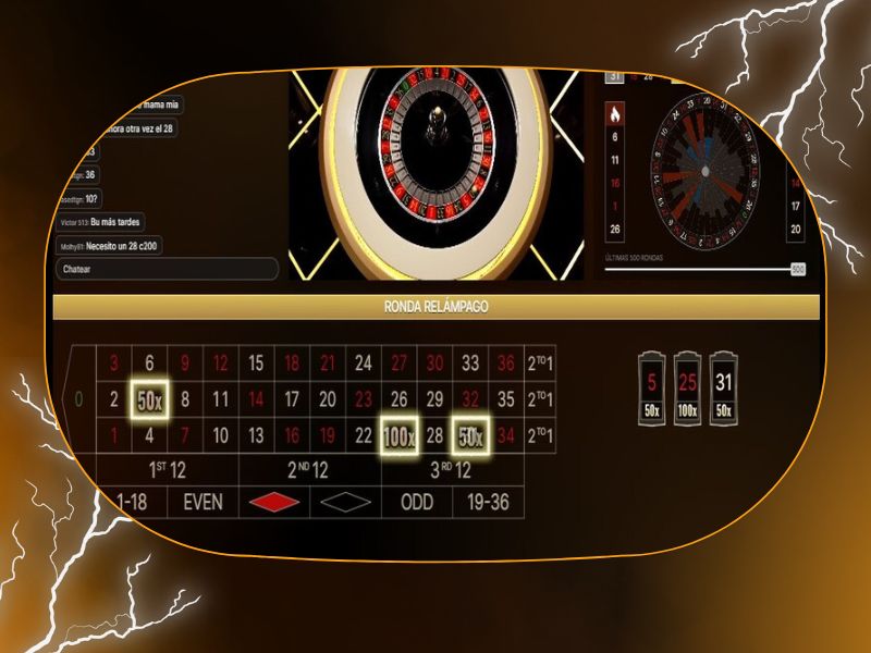 Características y tabla de apuestas en Lightning Roulette